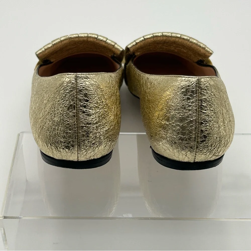 Gucci Gold Galassia Platino GG Marmont Fringe Ballet Flats Loafers Size 36.5 - Picture 7 of 11